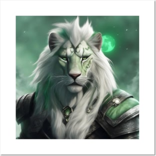 fantasy lion knight green Posters and Art